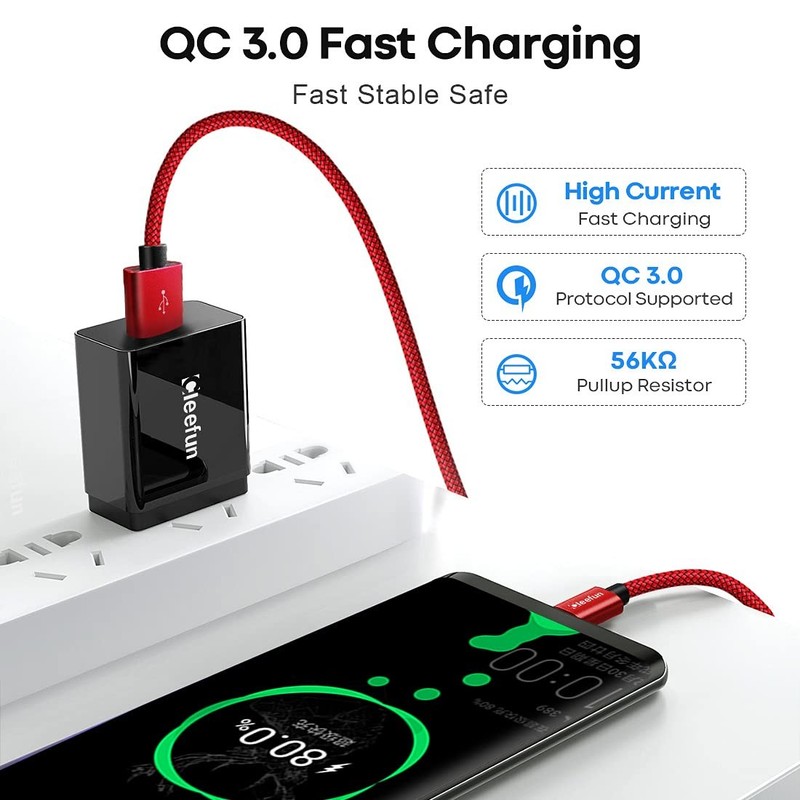 CLEEFUN Long USB C Cable 20ft, to USB-C Charging - 20 Red gallery