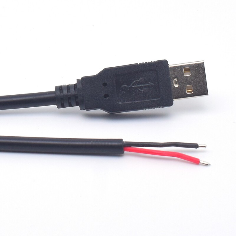 60x 18AWG USB 2.0 Male Pigtail Cable 0.3M/1FT 5V7A 2-Pin Bare Wire DIY Connector gallery