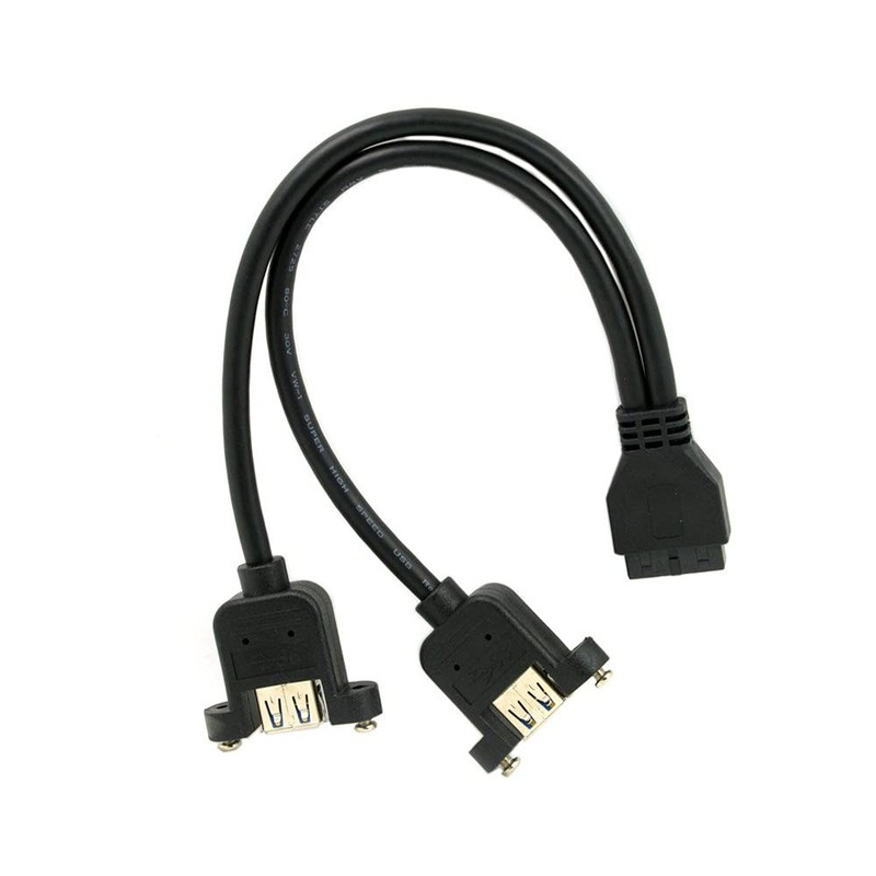 USB 3.0 Dual Ports A Female Screw Mount Type Motherboard 20pin Header Cable gallery