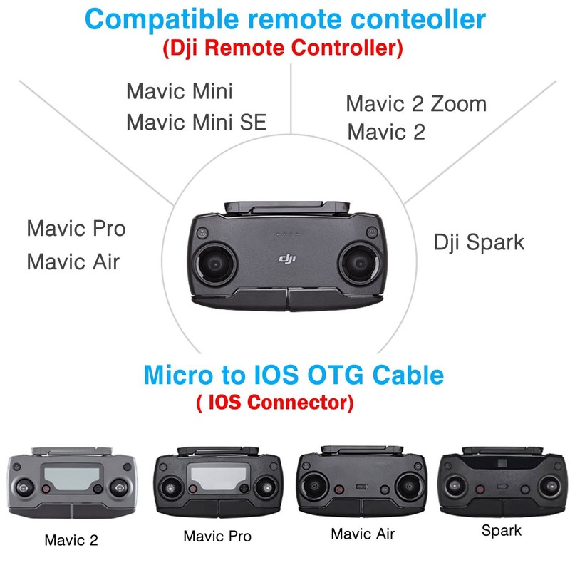 1FT+ 0.5FT(2 pack) USB Micro to iOS DJI Remote Controller Cable for DJI Mavic... gallery