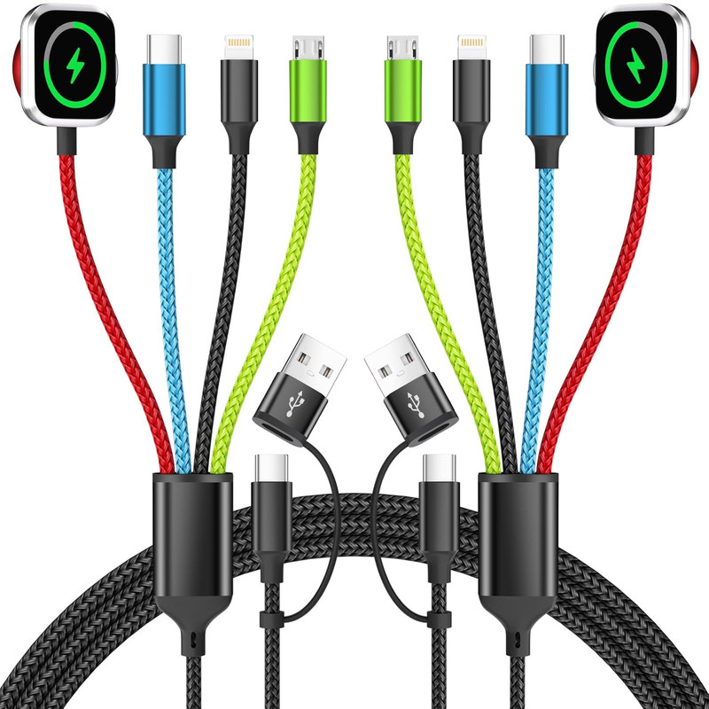 Multi Charging Cable with Iwatch Charger, 2 Pack 5FT Travel Essentials | One Cab