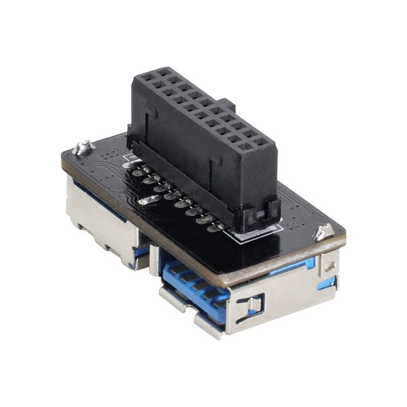 Dual USB 3.0 A Female to Motherboard 20/19 Pin Header Slot Adapter PCBA Flat gallery