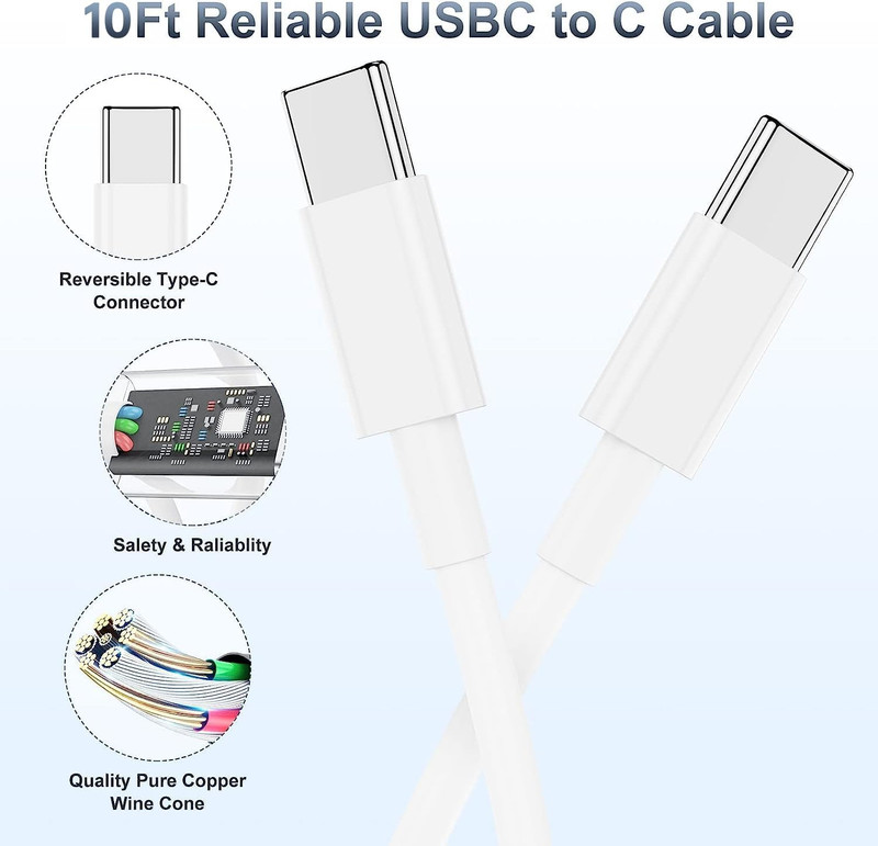 𝟐𝐏𝐚𝐜𝐤 𝟰𝟱𝗪 Iphone 17 16 15 Fast Charger,Usb C Charging Block and 10Ft gallery