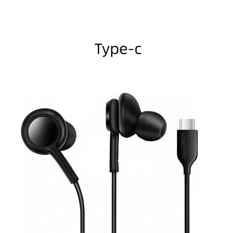 USB-C & 3.5mm Wired Earbuds In-Ear Headphones HiFi Stereo Mic Tangle-Free Cable