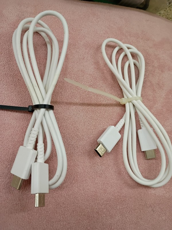 2- Charger Adapter C-C Type Power Adapter Wire Cord 2 New White