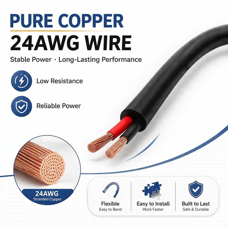 5 PCS USB Pigtail Power Cable Wire 1.64ft 24AWG 2A 5V Bare Open End Copper gallery