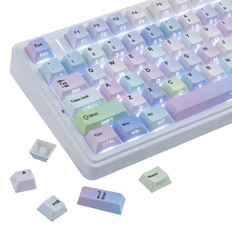 Sunzit Dreamy Purple Keycaps,132 Keys PBT Custom Side Print Keycaps,Cherry Pr…