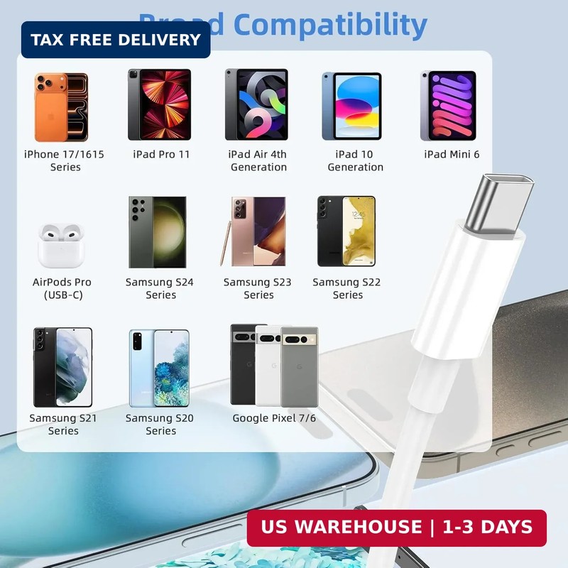 USB to USB C Cable, 2Pack [3FT+6FT] Car Carplay Charging for iPhone 17 Charger C gallery
