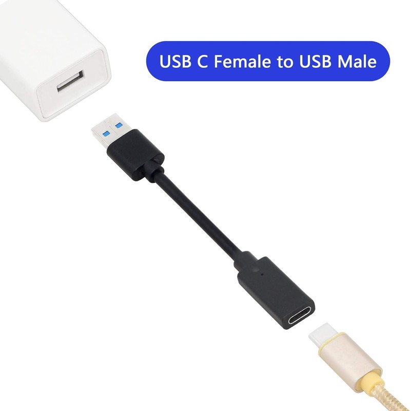 Reversible USB 3.0 Type A Male to Type C Female Adapter - Flexible 3ft Length gallery
