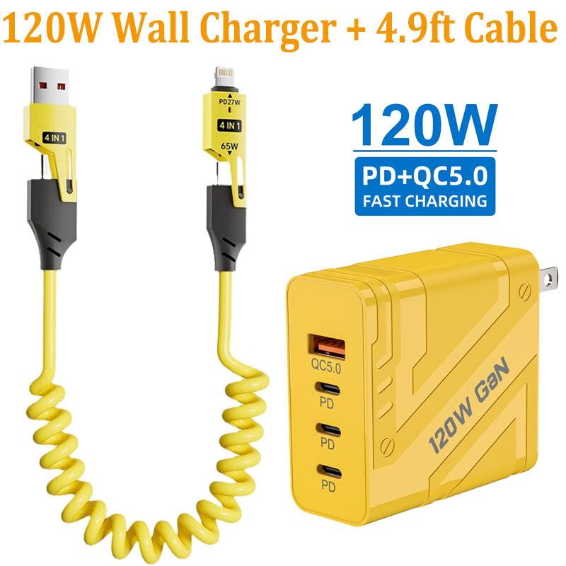 120W Fast Car/Wall Charger Adapter & Cable For iPhone 16 15 14 13 12 11 Pro Max