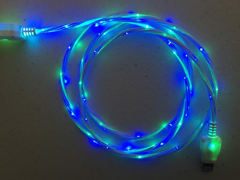 LED DUAL COLOR light charger cable FOR apple iPhone 8 7 6 plus 5S MICRO USB B C