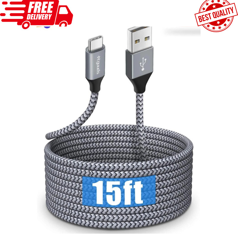15 Feet USB Type C Charger Cable Extra Long Cord Smartphone Android Phone Tablet