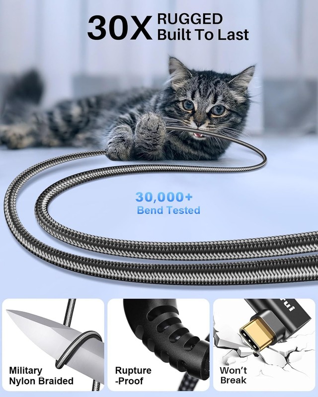 USB to USB Data Cable 8K60HZ 40Gbps 240W Right Angle 4FT, USB 4 Video Cable w... gallery