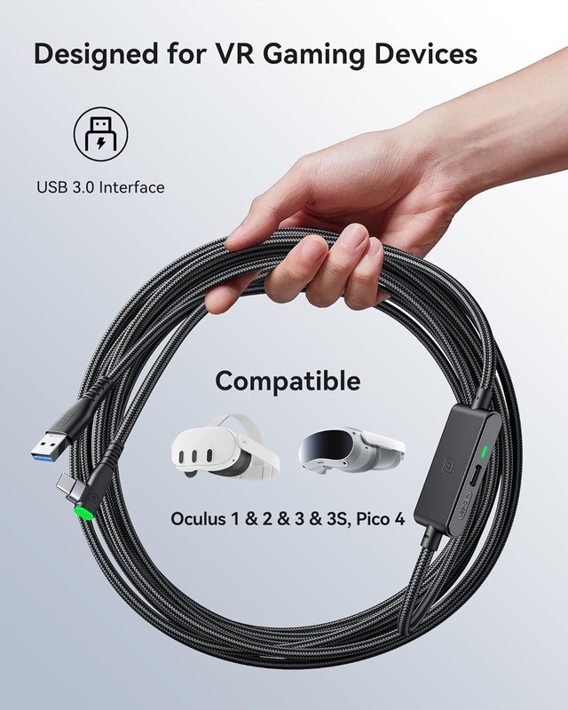 16ft Link Cable with Charging Port – USB-C VR Cable for Oculus Quest 3/2, Pico 4 gallery