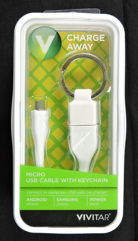 Vivitar Charge Away Micro USB Cable with keychain White android samsung