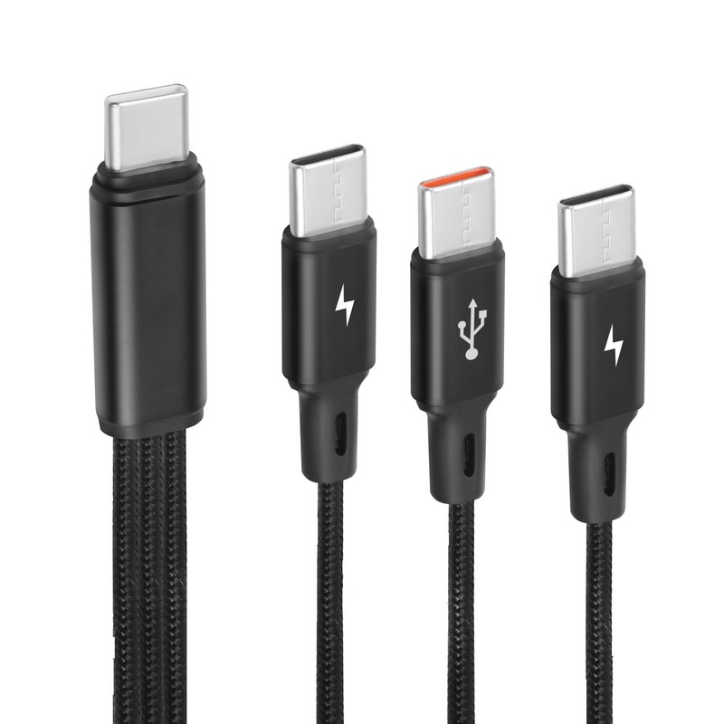 USB C Splitter Cable,USB C Male to 3 Type-C Male Charge Cable,3 in 1 Nylon Br...