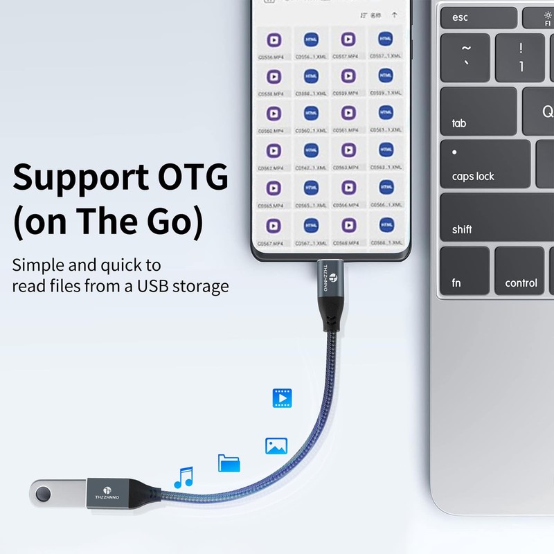 USB C to USB Female Cable 1.6 Foot 5Gbps Male to USB 3.0 Female OTG Adapter