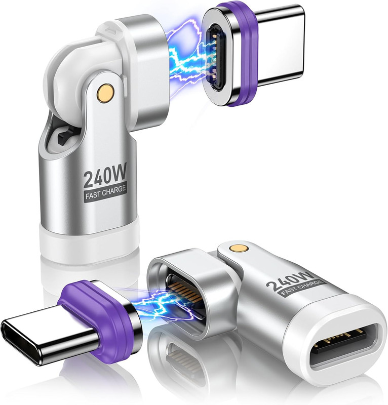 PD 240W 16PIN 180 Degree USB C Magnetic Adapter(2Pack)/Usb C 90 Degree Adapter/R