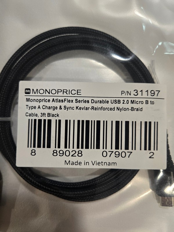 MONOPRICE USB 2.0 Micro B to Type A Cable - 3' (LOT OF 10) gallery