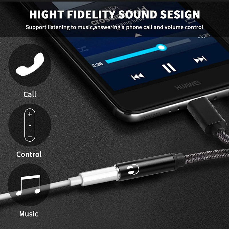 USB C to 3.5Mm Headphone Adapter, USB Type C Dongle Audio Jack Converter DAC Chi gallery