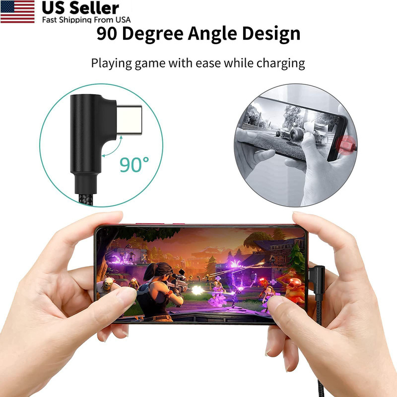 1ft Right Angle USB C Cable Fast Charging, 3 Pack 90 Degree Angled 1FT, USB-C gallery