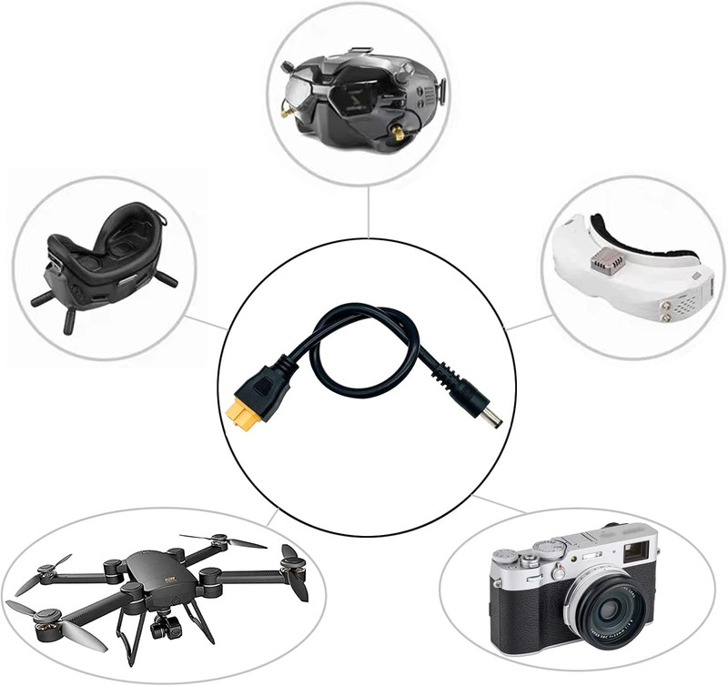 2Packs XT60 Adapter Cable XT60 Charging Cable XT60 Female Bullet Connector to Ma gallery