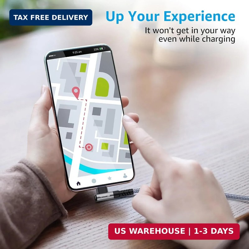 USB C to USB C Cable for CarPlay 1.5ft, 60W Fast Charging Right Angle Type C Cha gallery