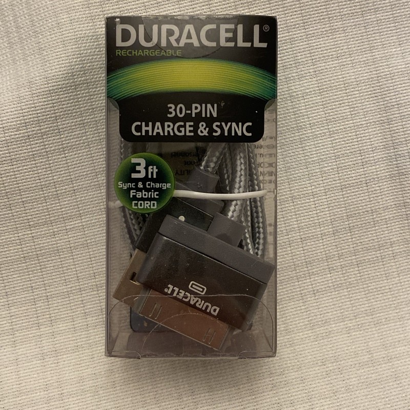 Duracell LE2224 30-pin Charge/Sync Cable Cord 3ft Fabric New In Box