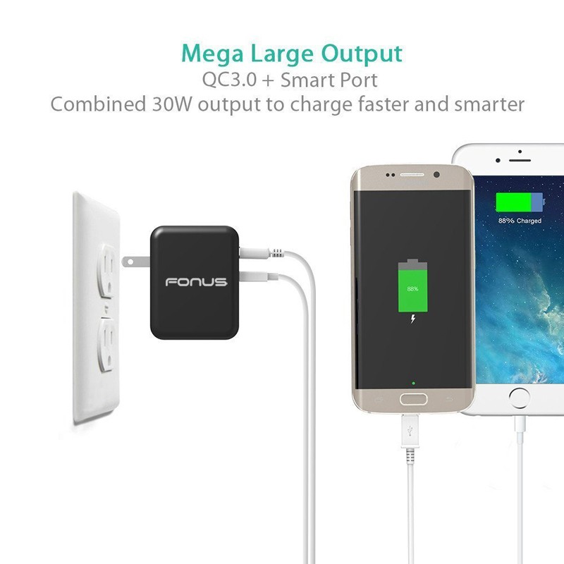 For Galaxy A52/A53/A54/A55/A56 - Quick Home Charger 30W 6ft USB Cable 2-Port gallery