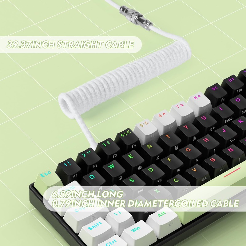 Fast Charging Spiral Type-C to USB A Gaming Mechanical Keyboard Cable, Detach... gallery