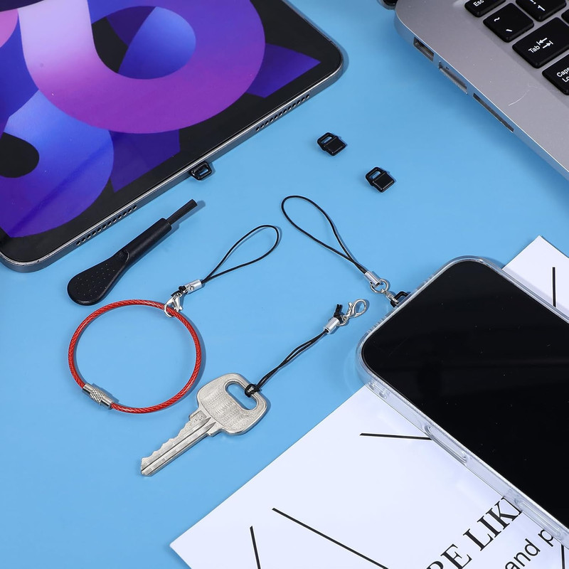 10 Pcs USB C Port Cover, Phone USB C Dust Plug Charm with Tab Lanyard Cleaning B gallery