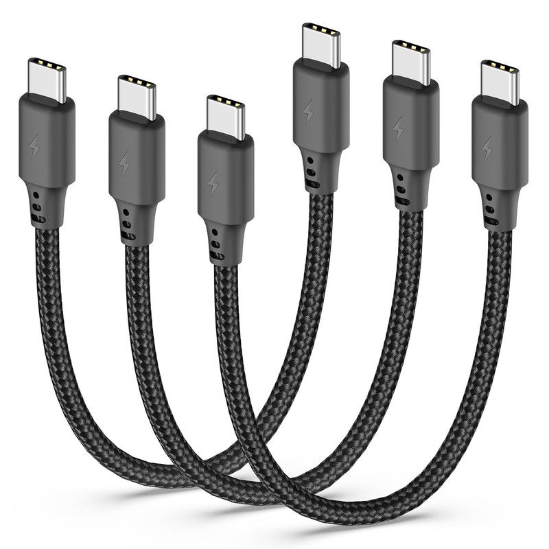 Cenepor Short USB C to USB C Cable 6 inch 3Pack, USB C Cable Short Supprt 35W…