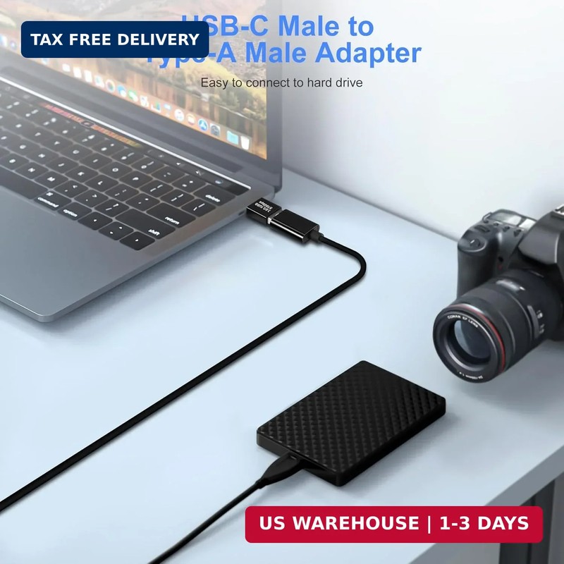 USB A to USB-C Male to Male Adapter 2-Pack OTG USB3.1 Gen2 10Gbps Converter Set gallery