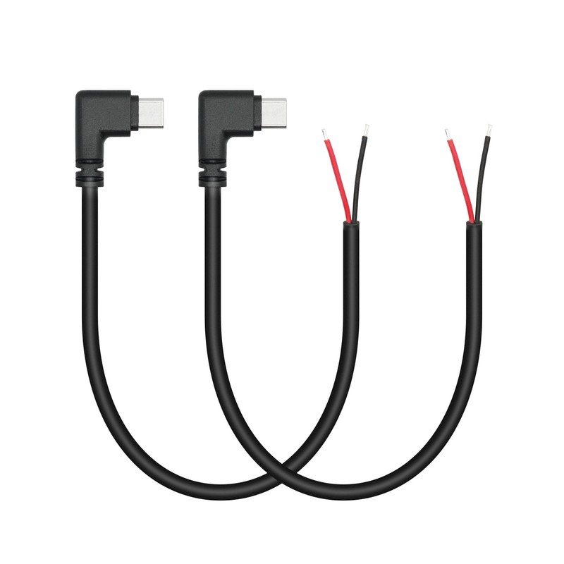 USB to 2 Pin Bare Wire Open End Power Cord 10inch, 90 Degree USB Plug 2 Pin P…