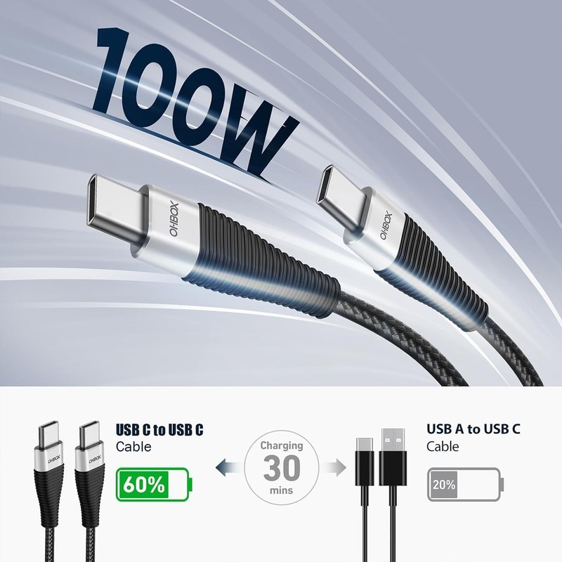 15FT USB C to USB C Cable 100W Fast Charging Cord | Heavy Duty Nylon Braided for gallery