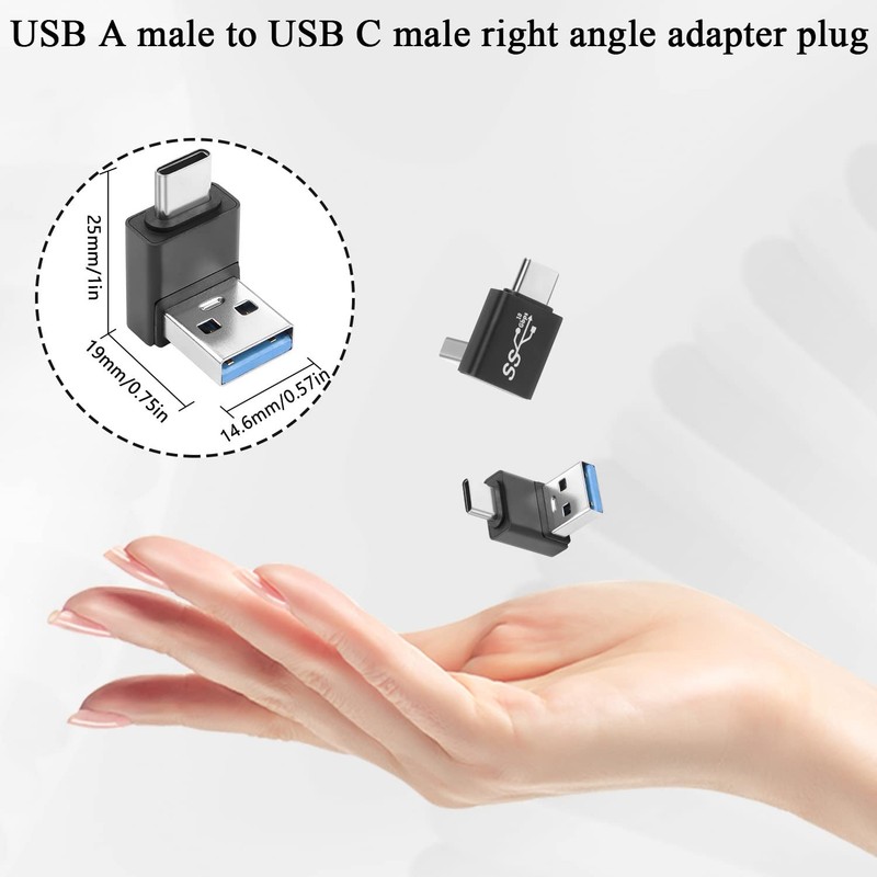 4 PCS 90 Angle USB 3.1 Male to TypeC Male Charging Adapter Data Plug 10Gbps gallery