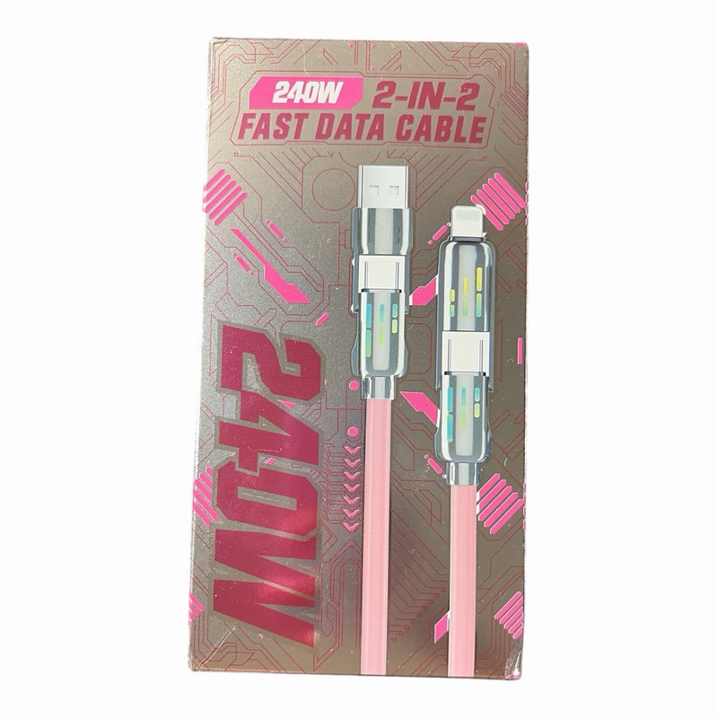 USB-A to Fast Charge Charging & Data Sync Cable, Metallic Pink 1m