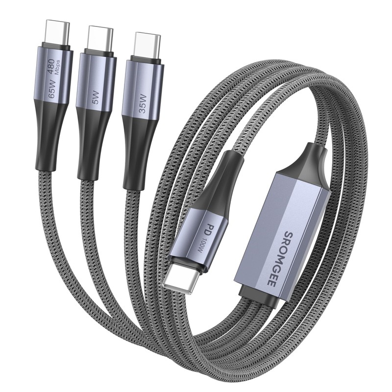 USB to USB 3 in 1 Multi Charging Cable 5FT, 100W Fast Charge USB-Splitter Cha…