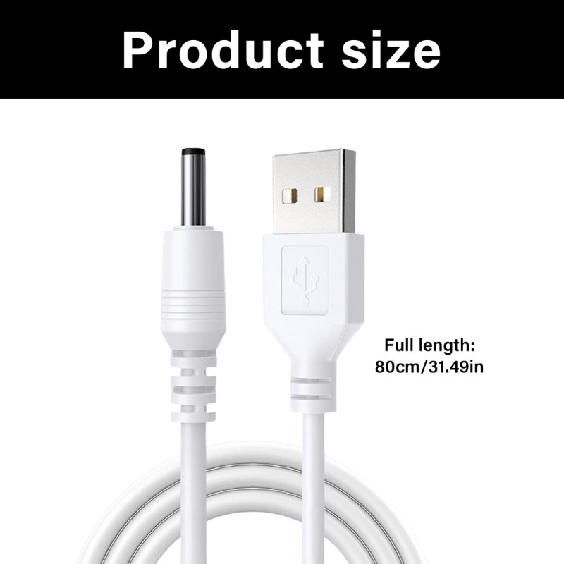 USB To DC3.5x1.35mm Charging Line 80cm Durability PVC Portable Device Charging gallery