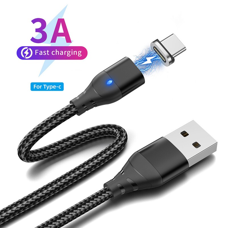 Type C Magnetic 3A LED USB Braided Fast Charger Charging Data Cable For Huawei gallery