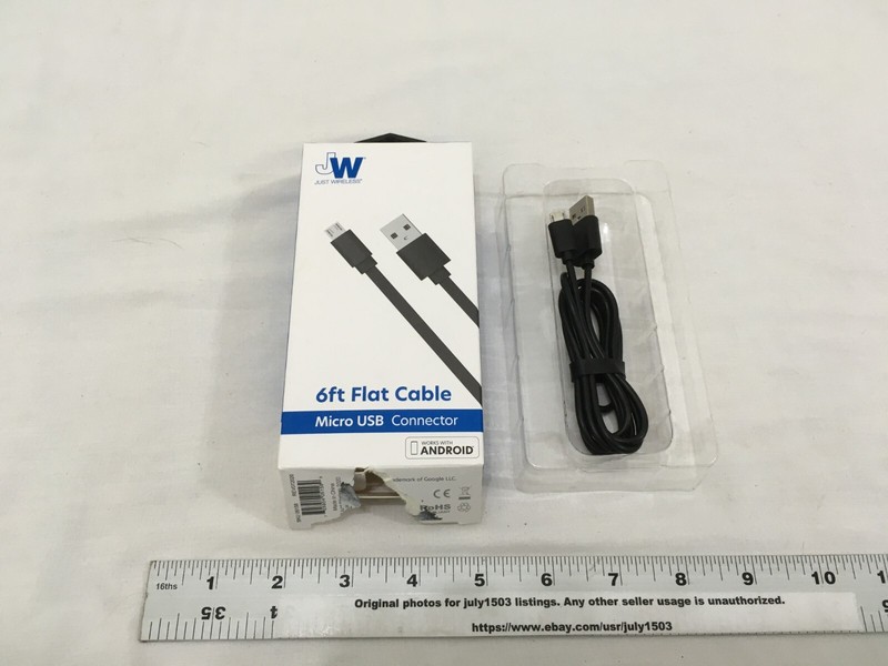 (1) NEW Just Wireless 6-ft Flat Cable for Android – USB-A to Micro USB Connector