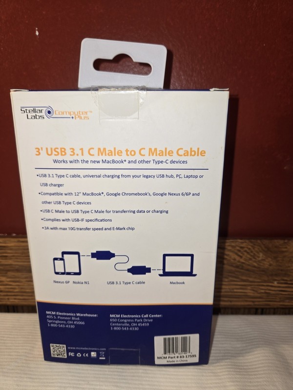 2 pcs USB C to USB C Cable Male to Male 3A PD Fast Charging Data Cable, US SHIP gallery