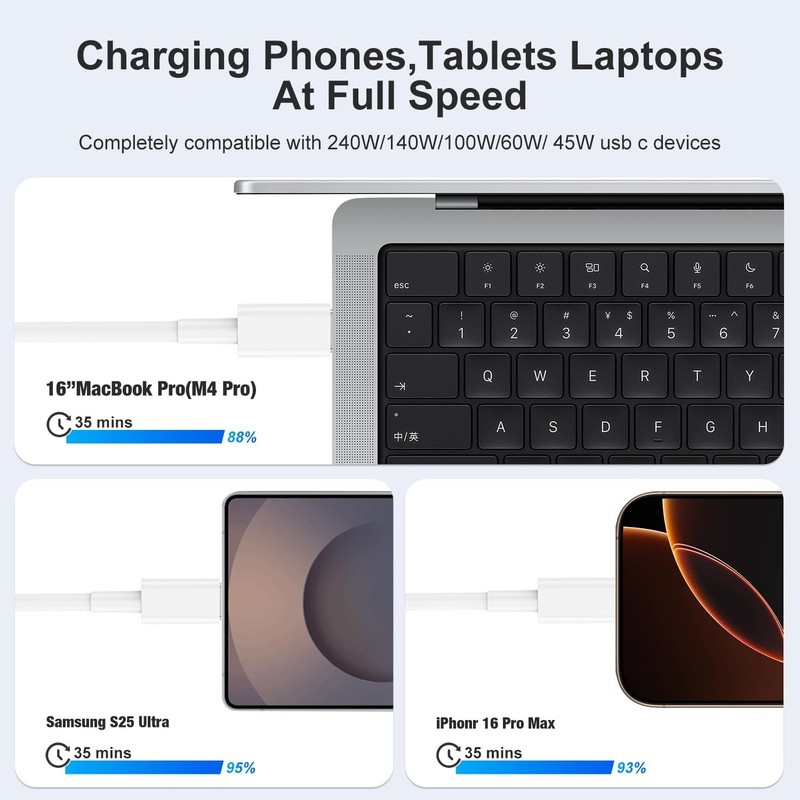 240W USB C Charging Cable for MacBook Pro/Air & for iPhone 17/16 Pro Max, MFi... gallery