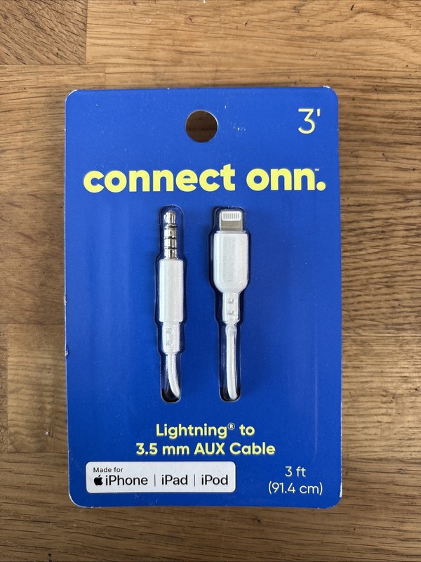 Connect Onn Fast To 3.5 Mm AUX Cable For IPHONE iPad iPod