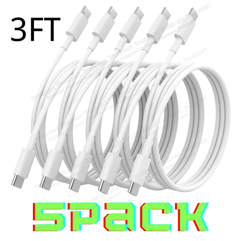 5X PD 60W USB C to USB C Fast Charging Cable 3FT For iPhone 15 16 17 MacBook Lot