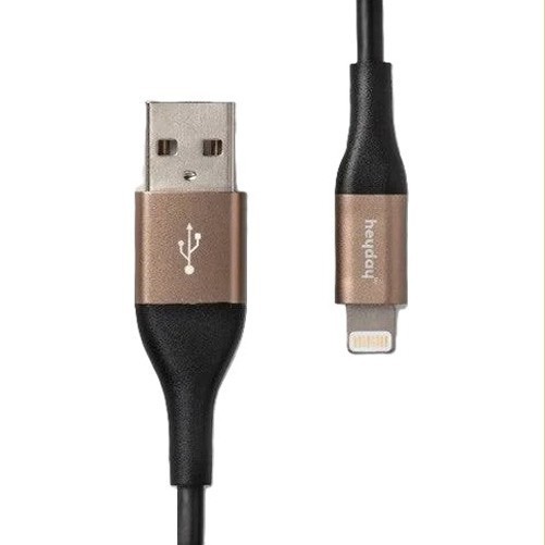 Heyday 4ft USB-A Cable for iPhone 6/7/8/SE/X/XR/XS/11/12/13/14 – Black & Gold