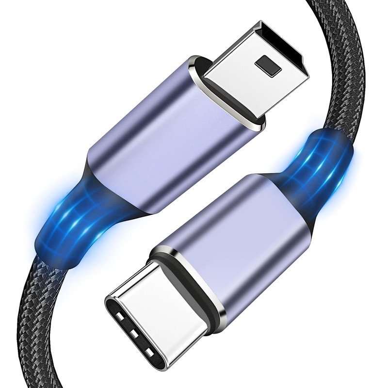USB C to Mini USB Cable 3FT, [Aluminum Shell, Braided] Durable Mini-B 5-Pin to T
