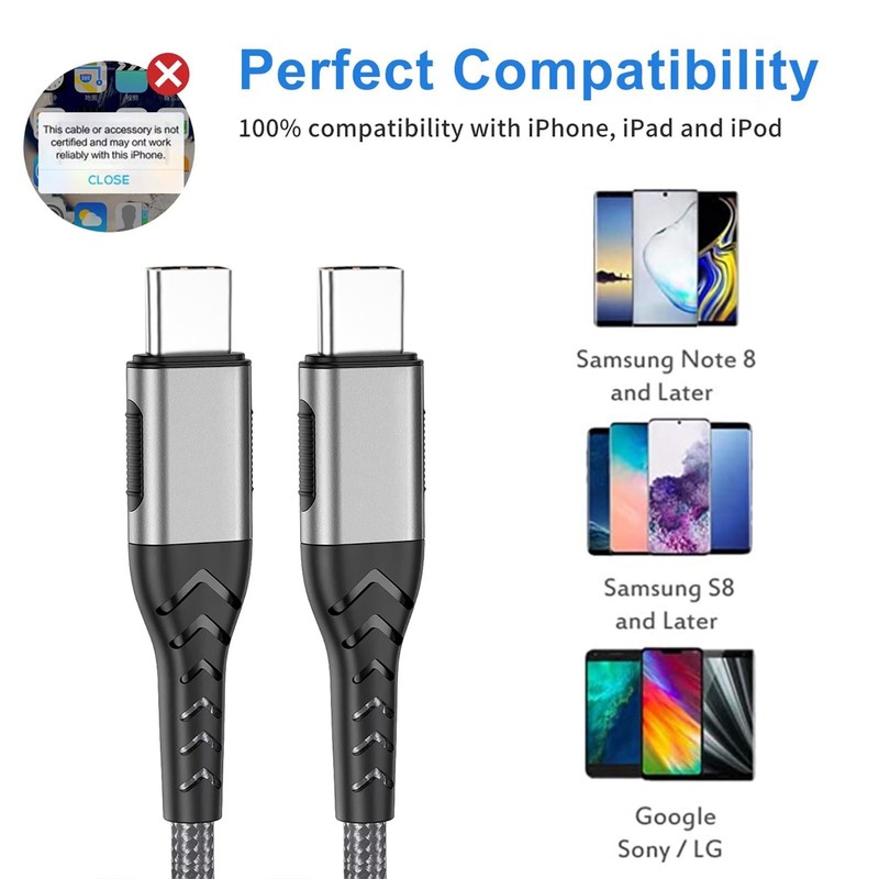 2Pack 10ft USB Charger Cable - 100W Fast Charging for Android//Pad, to with i... gallery