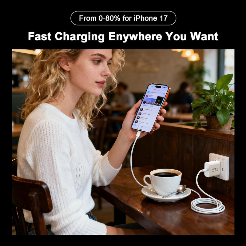 Type C Charger Fast Charging for Iphone 17, 2 Pack 40W USB C Charger Block with gallery