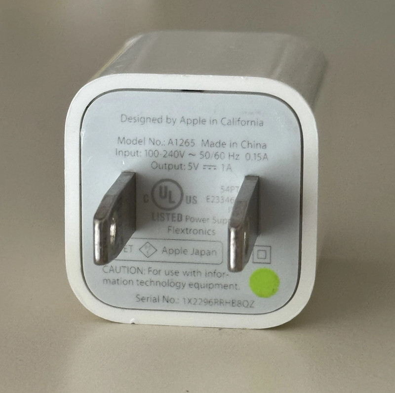 APPLE OEM ORIGINAL A1265 5V 1A USB A POWER ADAPTER CUBE CHARGER BLOCK WHITE